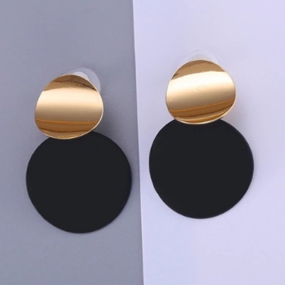 NEW!💙💎BIG🖤BOLD💛MODERN🖤CIRCLES💎💙GOLDEN BLACK - Picture 5 of 7